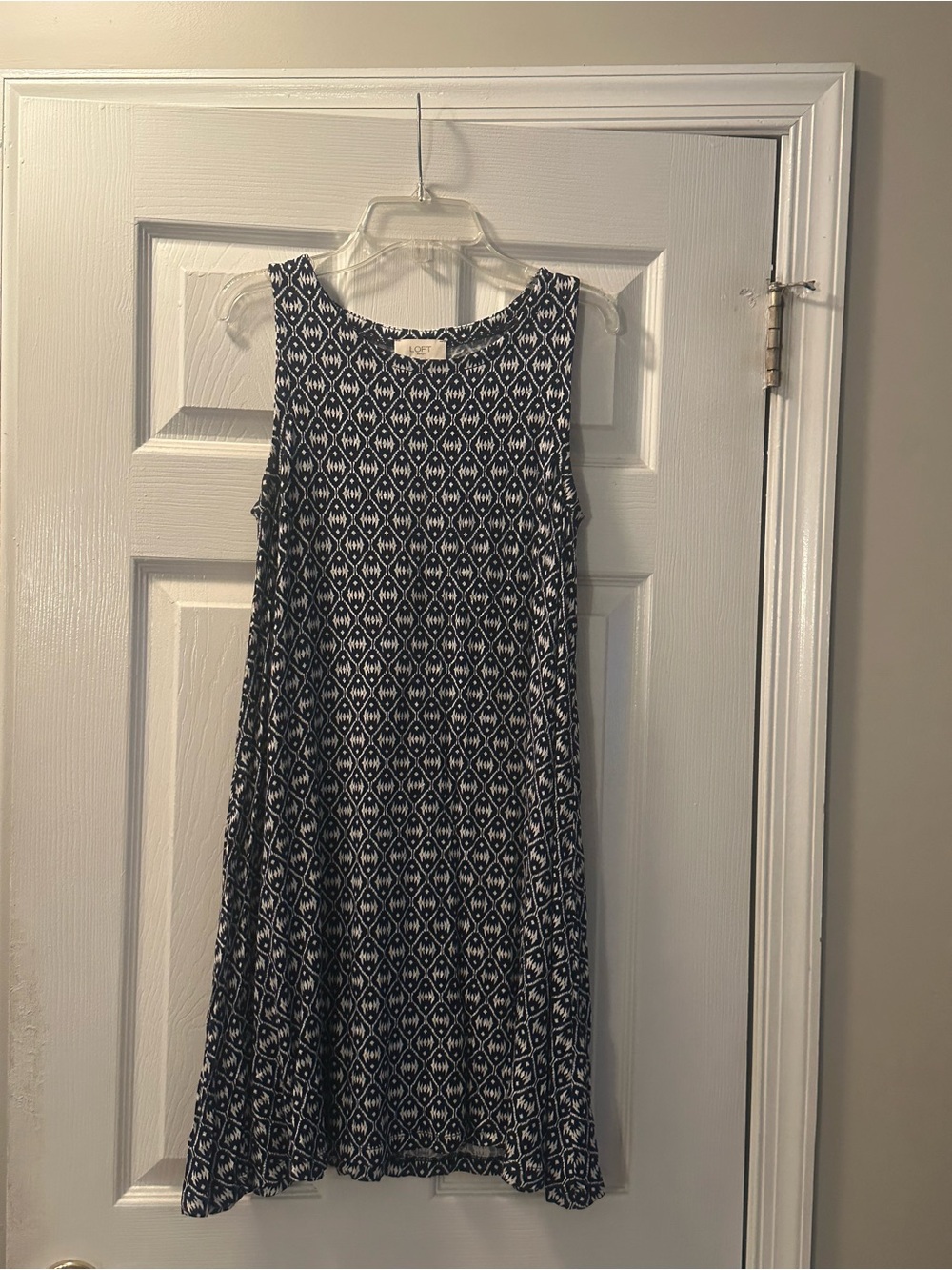 LOFT Navy and White Printed Maxi Dress
